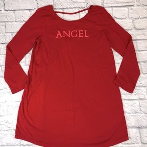 Victoria’s Secret Nightgown Red with Sparkle pink logo ANGEL Sz Large Soft
